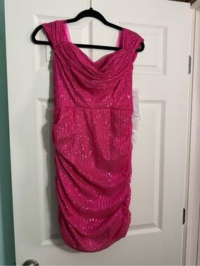 Hot Pink Sequin Cocktail Dress